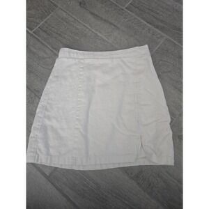 Abercrombie & Fitch Linen Blend Mini Skirt White Side Slit Casual XS